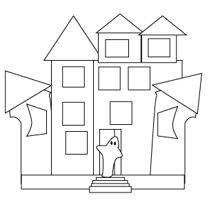 Free how to draw a Cartoon Halloween House, easy step by step instructions for kids and adults